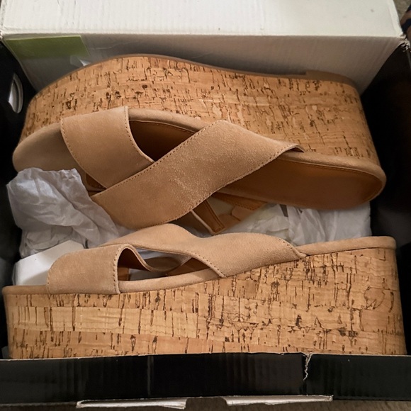 J.Crew Sandstone Cork Wedges new in box women’s size 8 - Picture 6 of 8